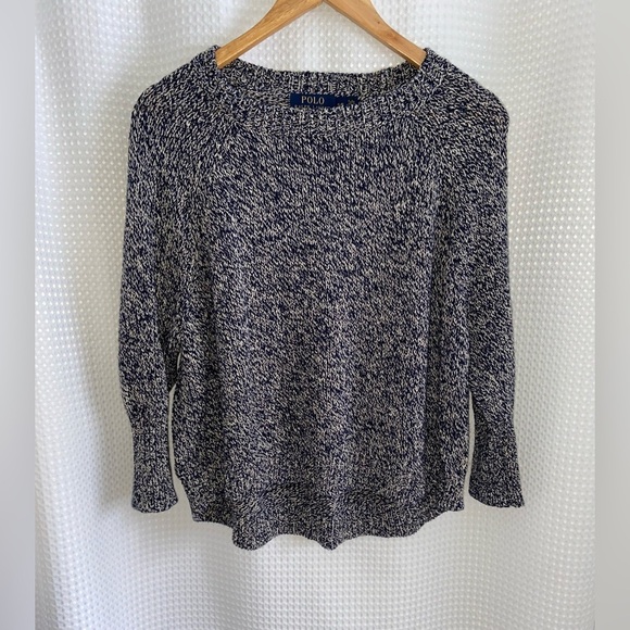 Women’s POLO RALPH LAUREN oversized silk &Cotton knit crew neck sweater sz small - Picture 2 of 11